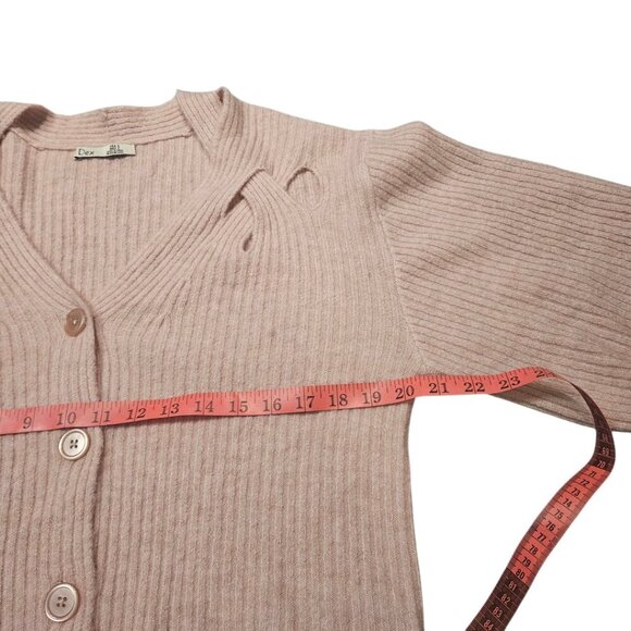 Soft Pink V-Neck Cardigan with Cutouts Small - Picture 4 of 7